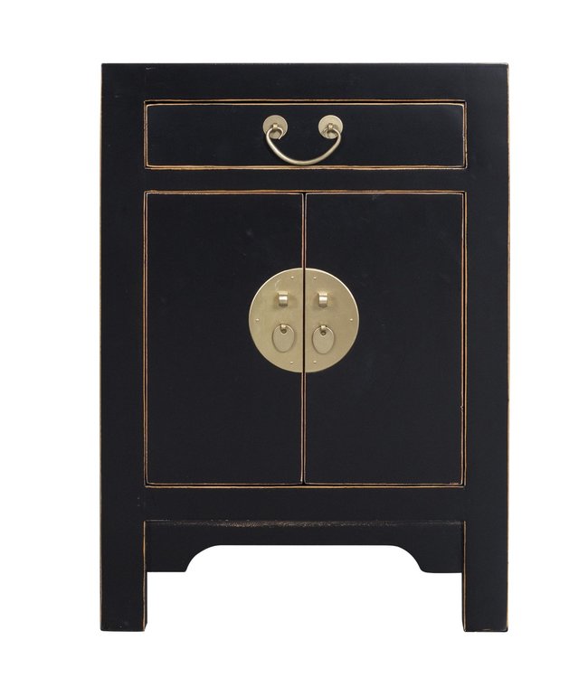 Chinese Bedside Table Onyx Black - Orientique Collection L42xW35xH60cm