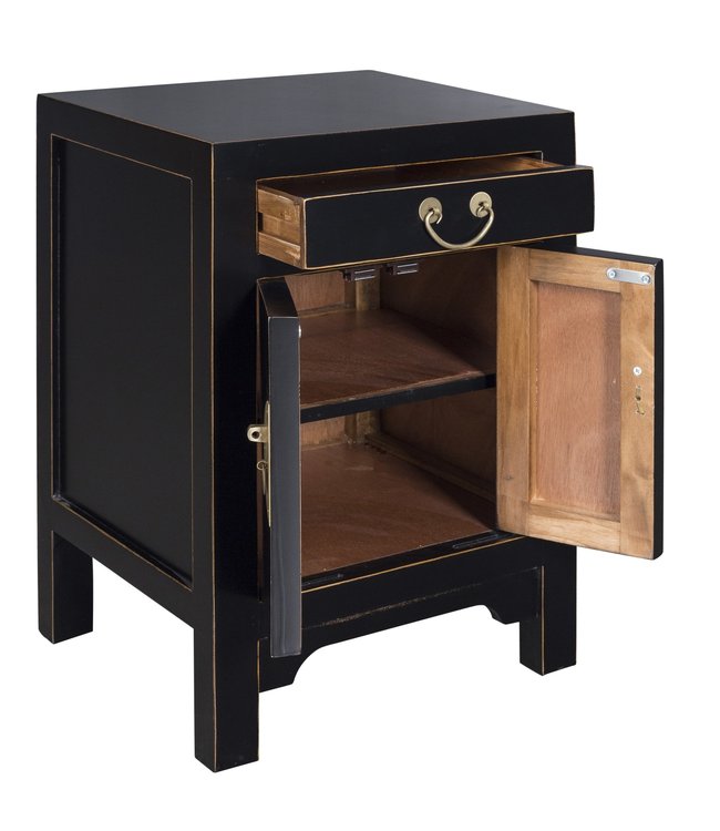 Table de Chevet Chinois Noir Onyx - Collection Orientique L42xP35xH60cm