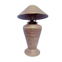 Lámpara de Mesa Espiral de Bambú Hecha a Mano Marrón D.40xA65cm