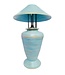 Lampe de Table en Bambou Spirale Fait Main Bleue 40x40x65cm