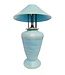 Tischlampe Bambus Spirale Handgefertigt Blau 40x40x65cm