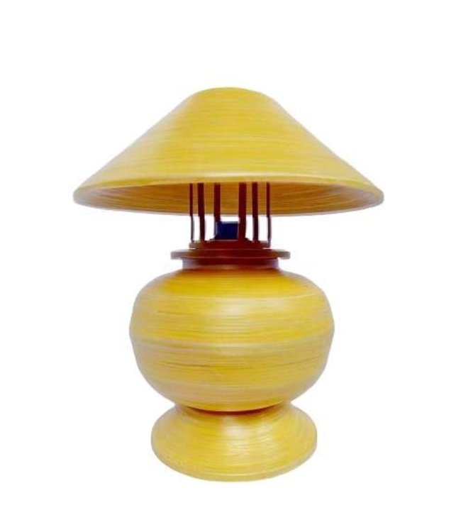 Bamboo Table Lamp Spiral Handmade Yellow D37xH40cm