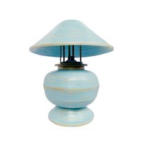 Bamboe Tafellamp Spiraal Handgemaakt Blauw D37xH40cm