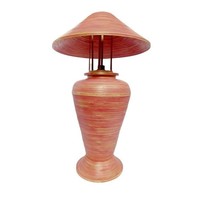 Lampe de Table en Bambou Spirale Fait Main Rouge 40x40x65cm