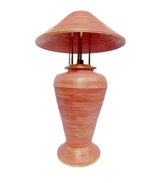 Bamboo Table Lamp Spiral Handmade Red D40xH65cm