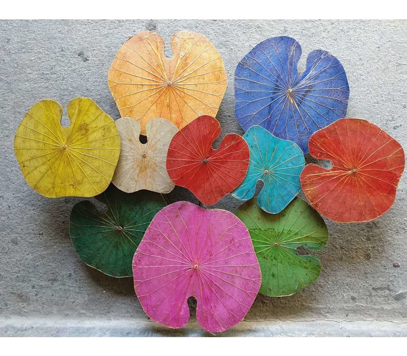 Feuille de Lotus Peinture Murale Durable 3D Multicolore