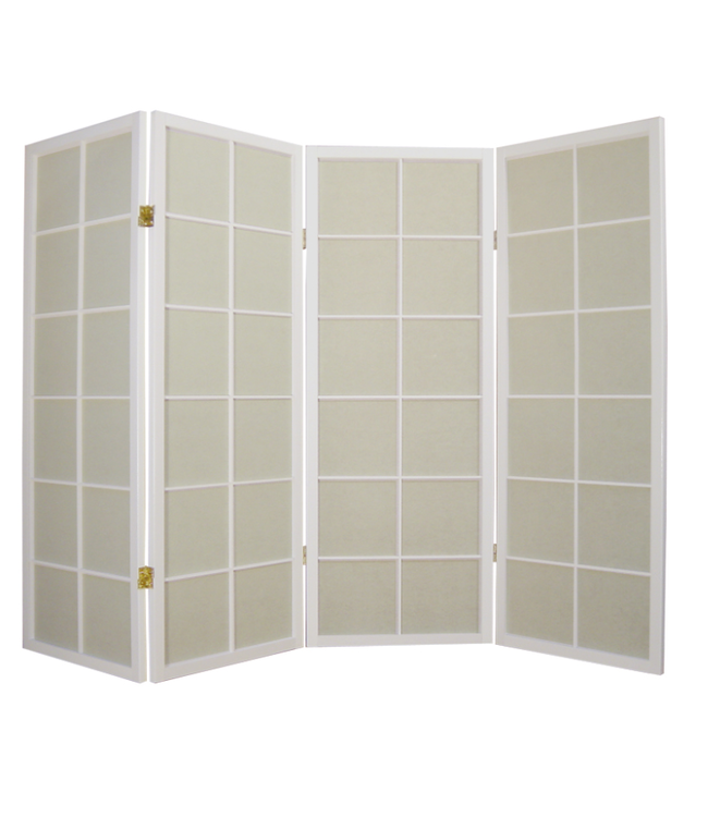 Biombo Japonés A180xA130cm 4 Paneles Shoji Papel de Arroz Blanco Separador