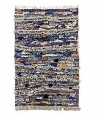 Fine Asianliving Tapis Indien Fait Main 150x240cm Coton Dhurry avec Broderie