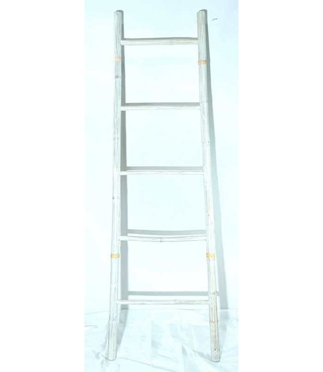 Bamboe Ladder Wit 45x180cm Handgemaakt in Thailand