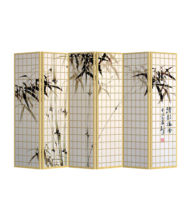 Paravent Japonais L240xH180cm 6 Panneaux Bambou