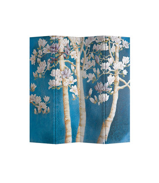 Fine Asianliving Biombos  Separador de Habitaciones 4 Paneles Lona De Doble Cara Blossom Trees L160xH180cm