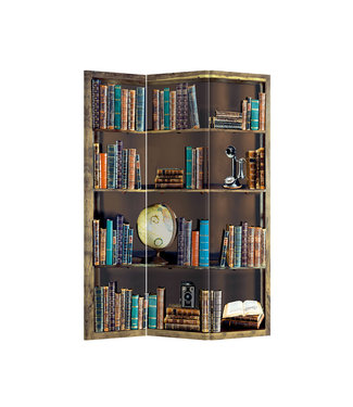 Fine Asianliving Biombo Separador de Lienzo A120xA180cm 3 Paneles Estanterí­a