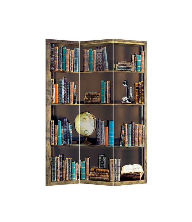 Room Divider Privacy Screen 3 Panels W120xH180cm Bookshelf