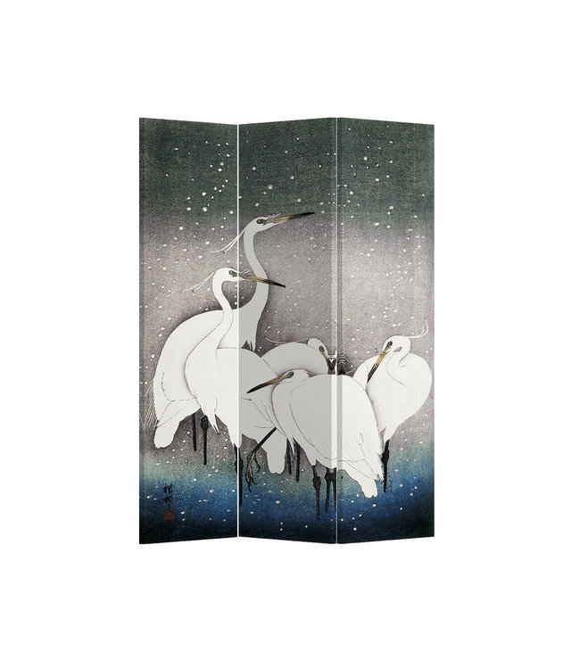 Room Divider Privacy Screen 3 Panel Japanese Cranes L120xH180cm