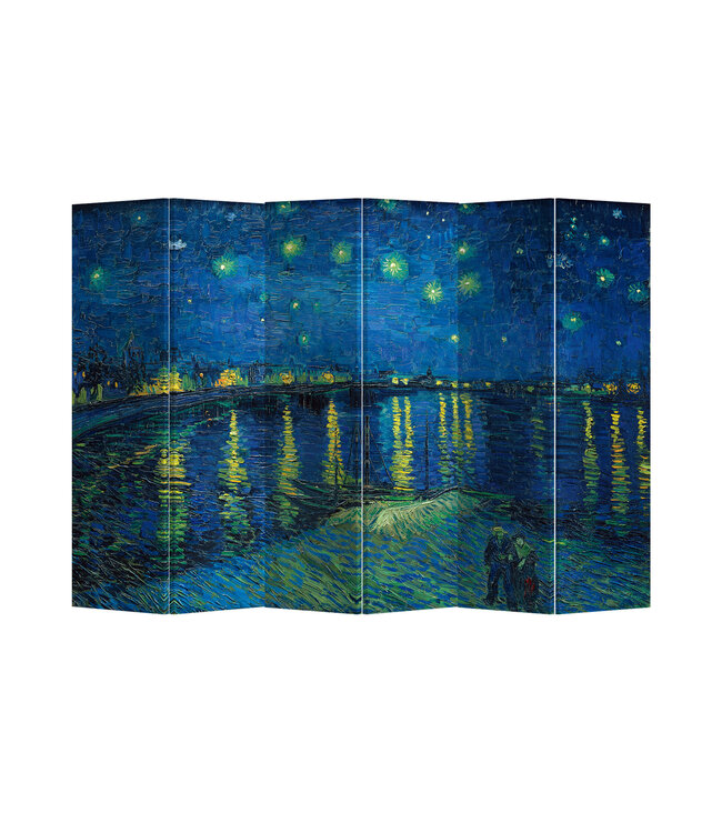 Room Divider Privacy Screen 6 Panel Starry Night Above Rhone van Gogh L240xH180cm