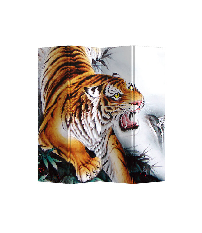 Separè Paravento Divisori L160xA180cm 4 Pannelli Tigre Cinese