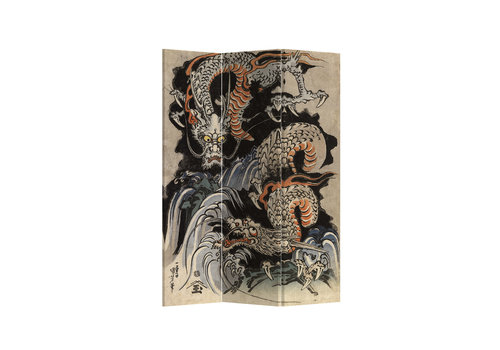 Fine Asianliving Kamerscherm Scheidingswand B120xH180cm 3 Panelen Dubbele Japanse Draken