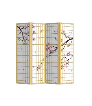 Fine Asianliving Biombo Japones Separador Anch.160xAlt.180cm Flores de Cerezo Japonesas