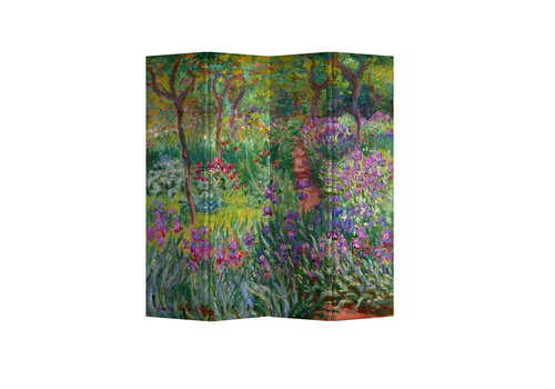 Fine Asianliving Paravent Raumteiler Schwertlilien im Garten Claude Monet B160xH180cm