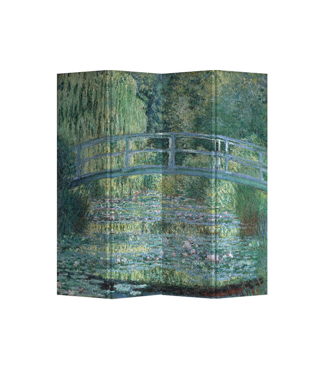Paravent Raumteiler Claude Monet Brücke über Teich mit Seerosen B160xH180cm
