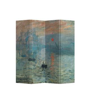 Fine Asianliving Biombo Separador de Lienzo A160xA180cm 4 Paneles Monet Sol Naciente