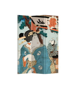 Fine Asianliving Paravent Japonais L120xH180cm 3 Panneaux Femme Japonaise