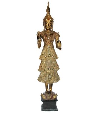 Fine Asianliving Shan Royal Buda Tailandés de Pie Oro Completo An55xP33xAl193cm