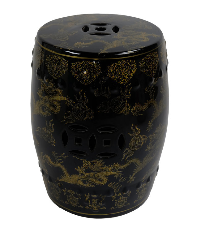 Ceramic Garden Stool Dragon Black B33xH45cm