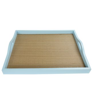 Fine Asianliving Mango Wood Decorative Tray Bamboo Handmade in Thailand Blue