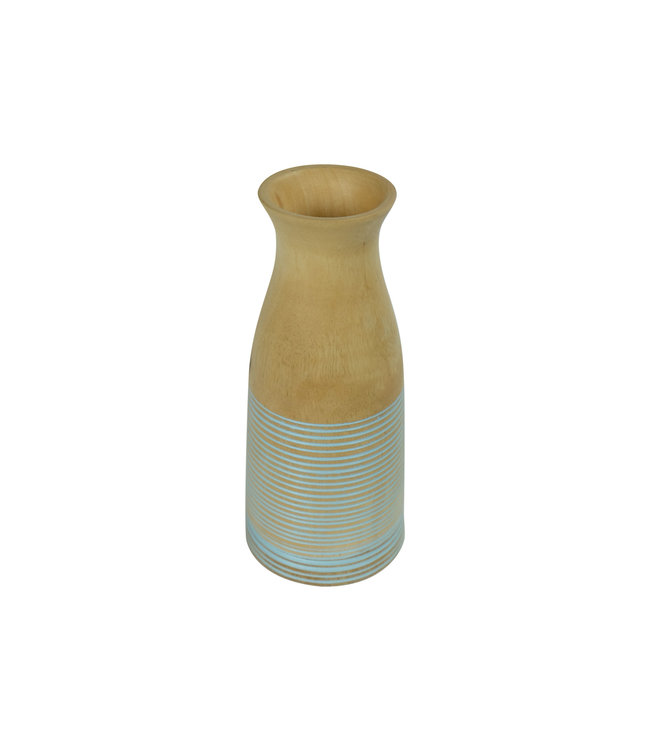 Decorative Vase Mango Wood Handmade in Thailand Blue