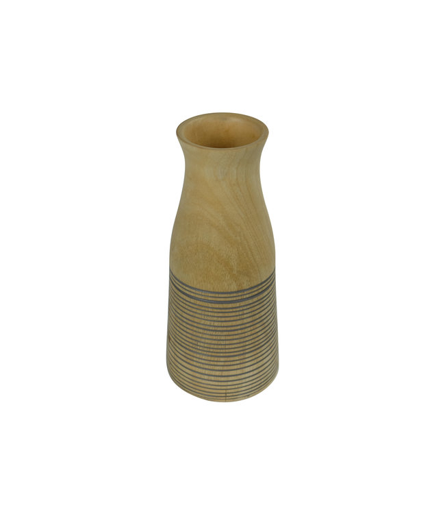 Japandi Vase Mangoholz Handgeschnitzt Grau D7xH23cm
