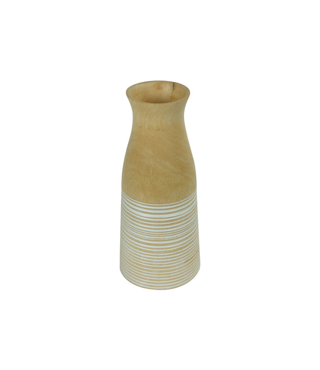 Decorative Vase Mango Wood Handmade in Thailand White