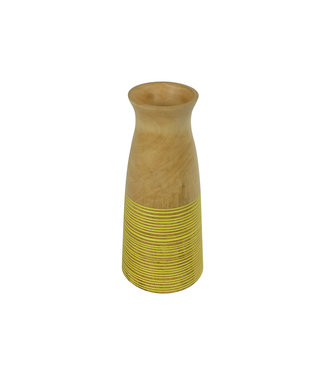 Fine Asianliving Decorative Vase Mango Wood Handmade in Thailand Yellow