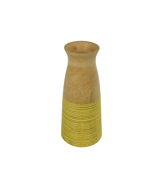 Fine Asianliving Decorative Vase Mangowood Handmade in Thailand Yellow