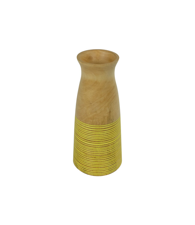 Decorative Vase Mangowood Handmade in Thailand Yellow