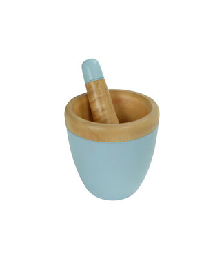 Fine Asianliving Mortar Set/2 Mango Wood Handmade in Thailand Blue