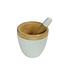 Mortero Set / 2 Madera de Mango Hecho a Mano en Tailandia Blanco