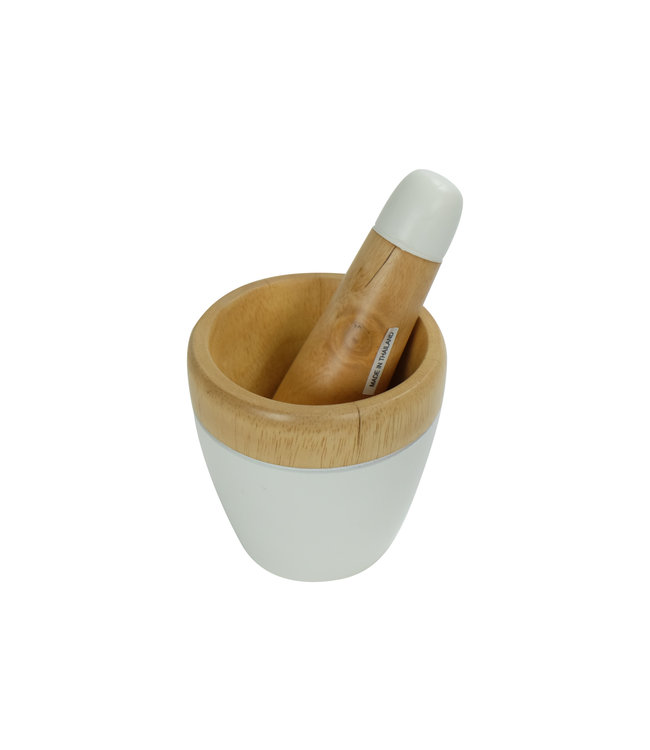 Mortier Set/2 Mangowood Fait à la Main en Thaïlande Blanc