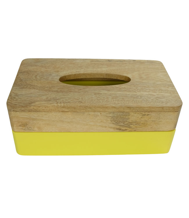Taschentuchbox Mangoholz Gelbe Handgefertigt in Thailand B27xT16xH10cm