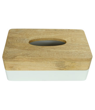 Fine Asianliving Tissue Box Mangowood Handmade in Thailand White