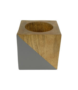 Fine Asianliving Tea Light Holder Mango Wood Grey