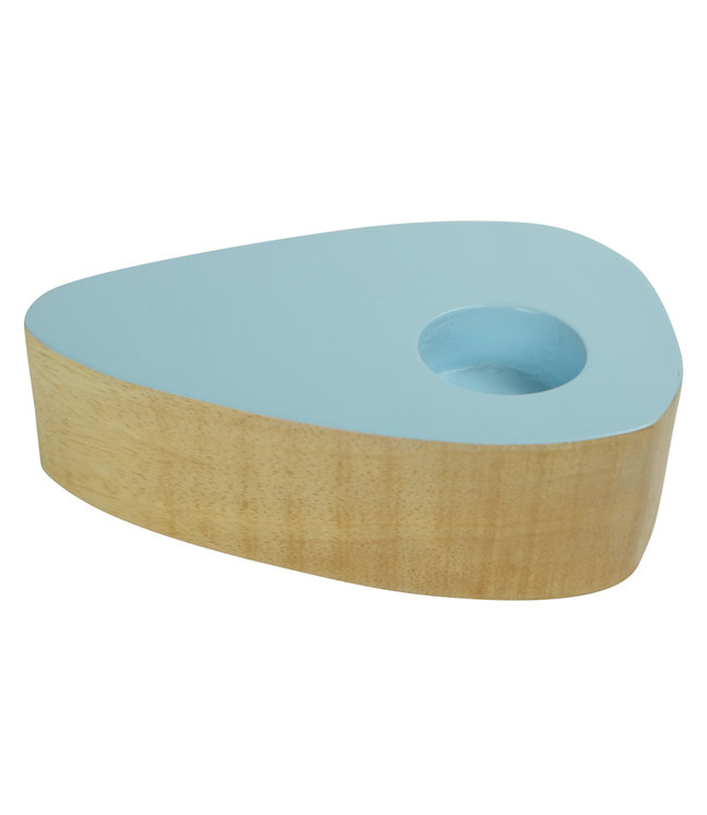 Bougeoir Japandi en Bois de Manguier fait main Bleu