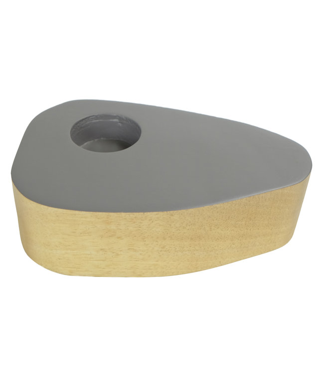 Bougeoir Japandi en Bois de Manguier fait main Gris