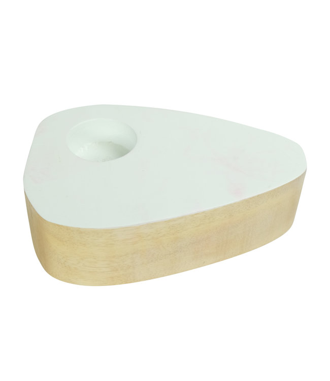 Japandi Kerzenhalter Mangoholz Handgefertigt Weiss