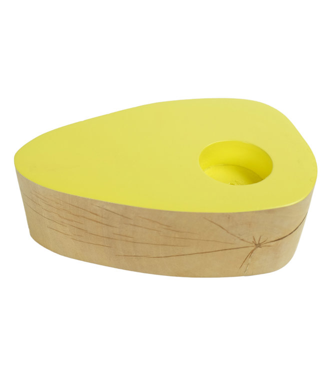 Japandi Candle Holder Mangowood Handmade Yellow