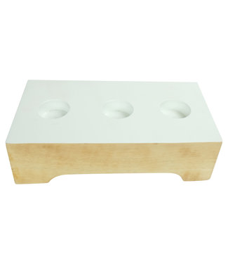 Fine Asianliving Japandi Kerzenhalter Mangoholz Handgefertigt Weiss B26xT13xH7cm