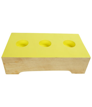 Fine Asianliving Tea Light Holder Mango Wood Handmade in Thailand Yellow