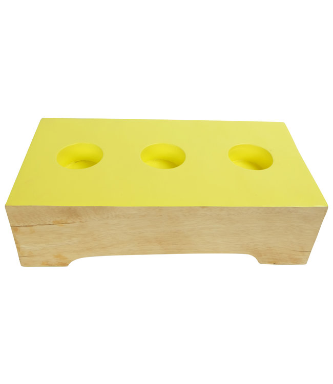Japandi Kerzenhalter Mangoholz Handgefertigt Gelb B26xT13xH7cm