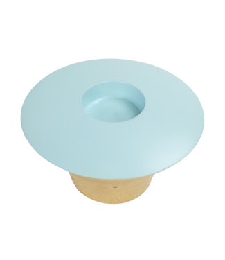 Fine Asianliving Japandi Kerzenhalter Mangoholz Handgefertigt Blau D13xH8cm