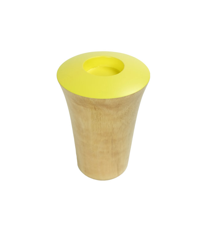Japandi Candle Holder Mangowood Handmade Yellow D11xH15cm